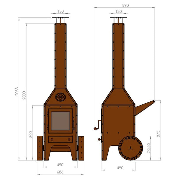 Bijuga Cheminée de jardin en acier corten