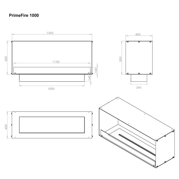 Foco One 1200 - Biocamino da incasso frontale