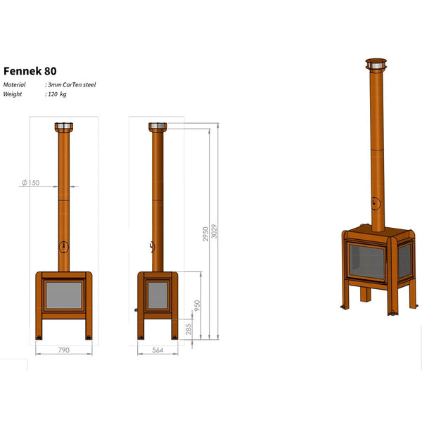 Fennek 80 Gartenkamin