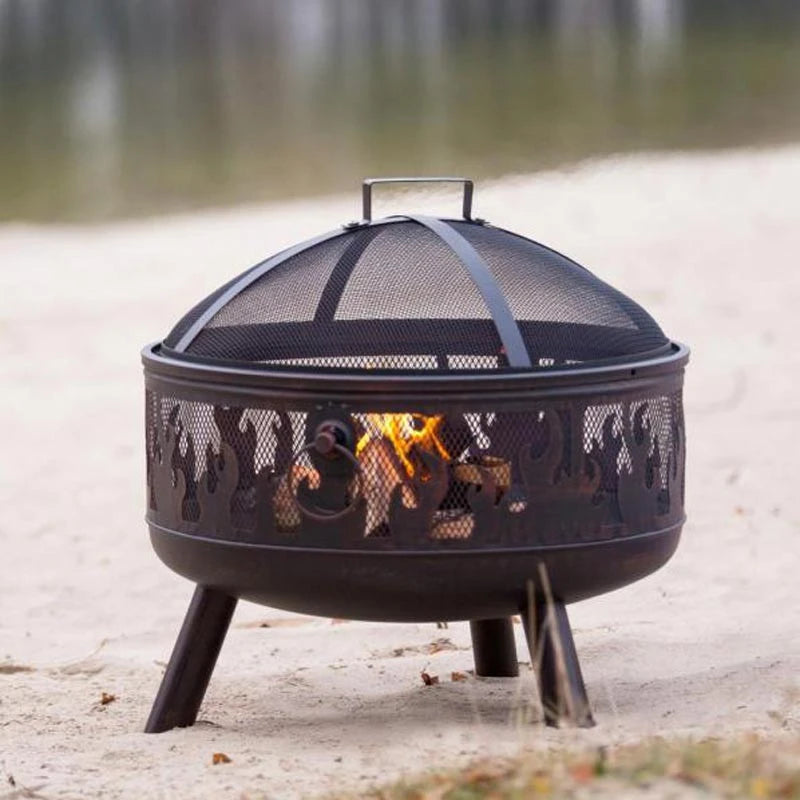 large outdoor fireplace