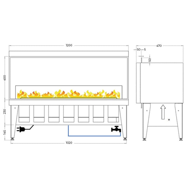 Incanto 1000 Hybridkamin-Einsatz