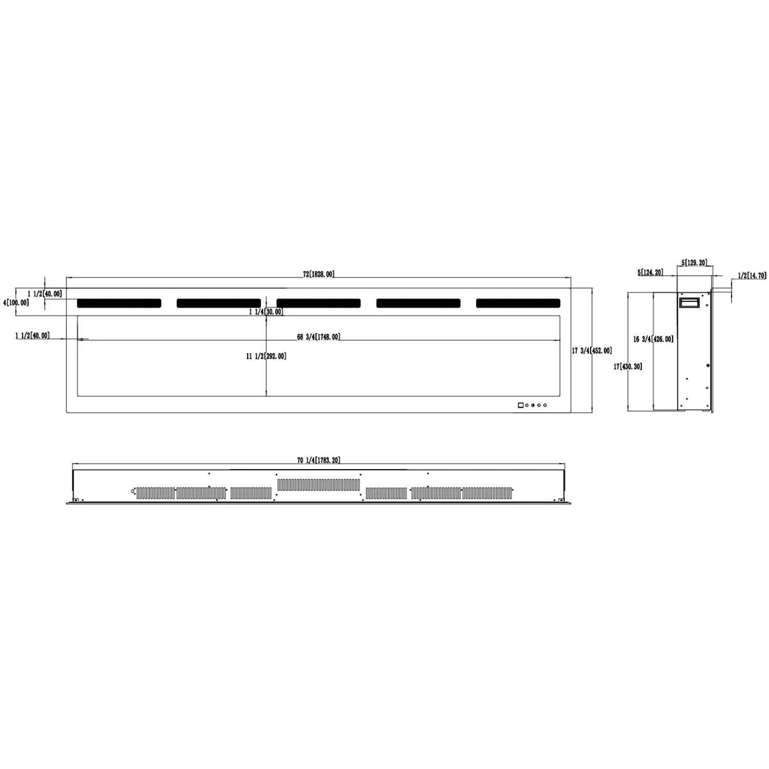Cheminée Électrique Murale Majestic PRO 72" (183 cm)