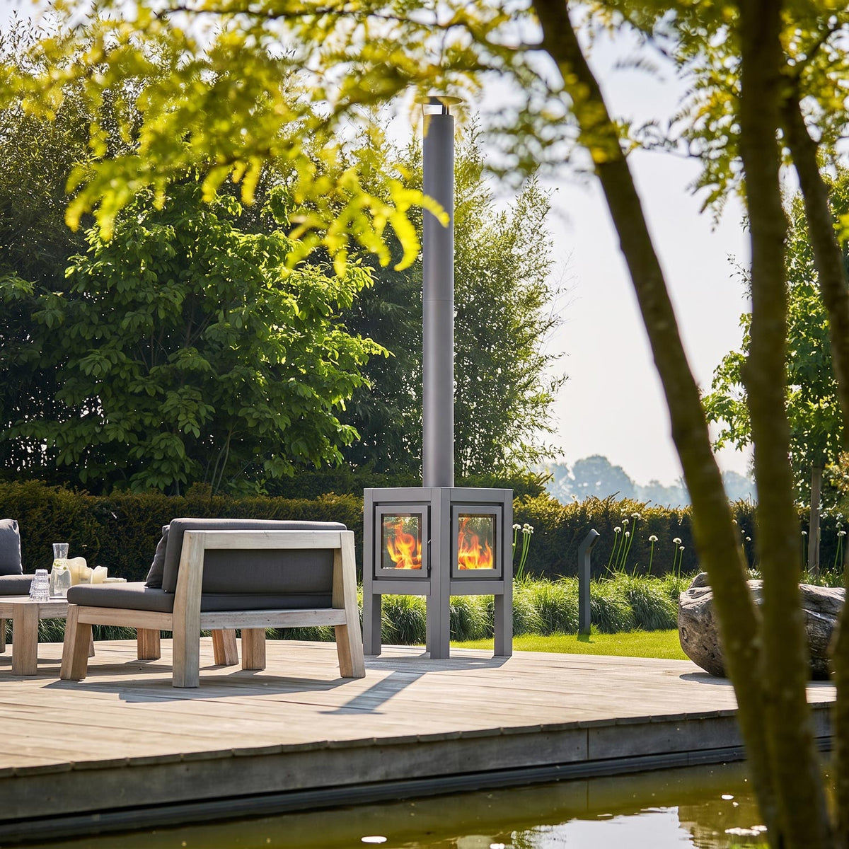 Quaruba Large Outdoor-Kamin - Mattstahl