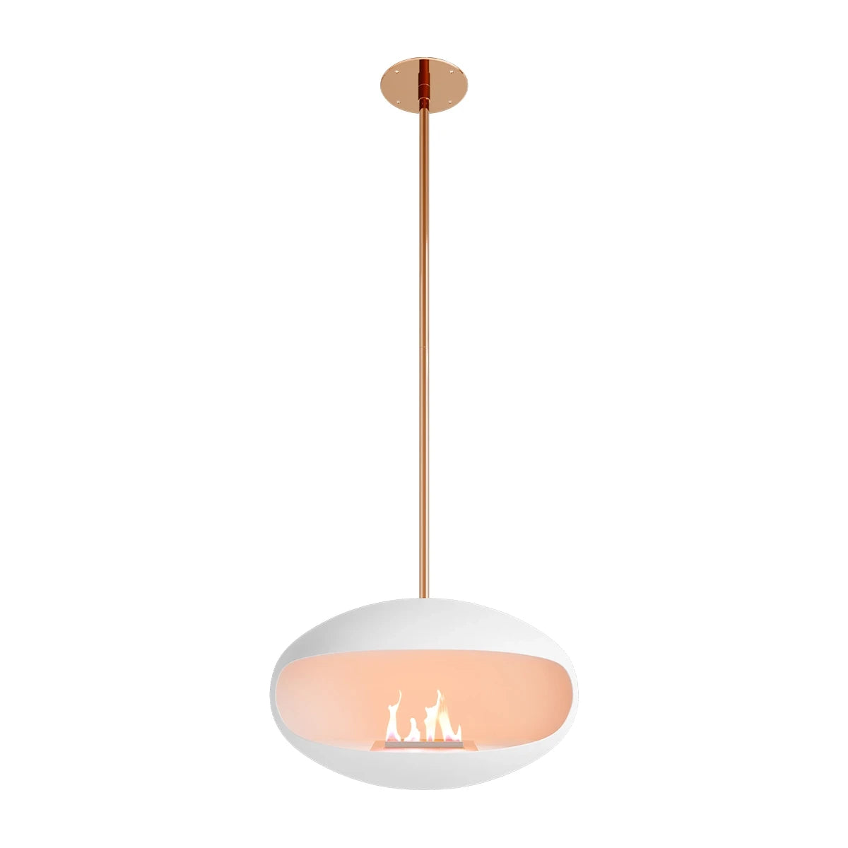 Aeris White + Tige en cuivre : une suspension lumineuse et sophistiquée pour des instants inoubliables.
