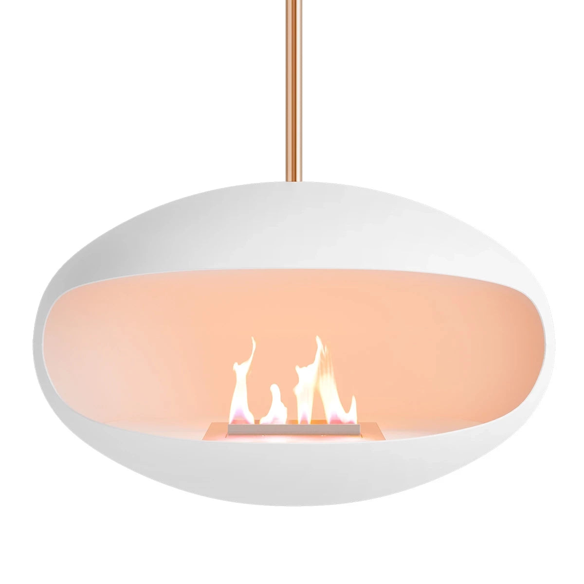 Aeris White + Tige en cuivre : une suspension lumineuse et sophistiquée pour des instants inoubliables.