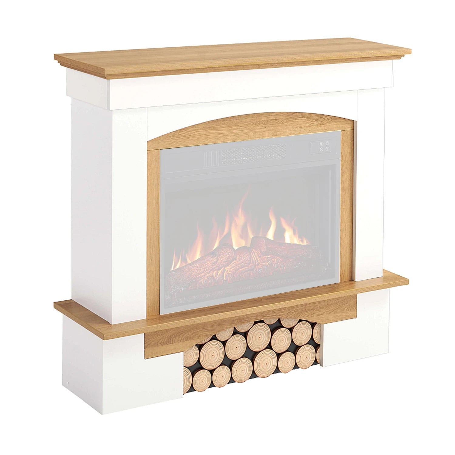 Cornice per caminetto Woodley – Bianco / Rovere naturale (solo struttura)