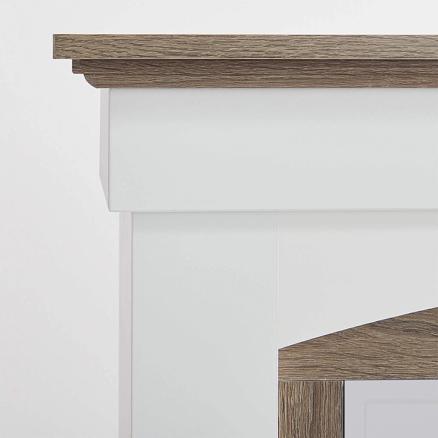 Cornice per camino Woodley – Bianco / Rovere grigio (solo cornice)