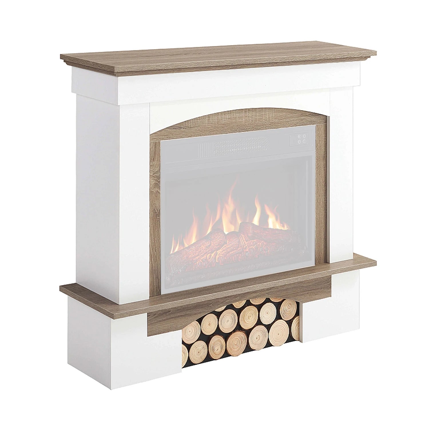 Cornice per camino Woodley – Bianco / Rovere grigio (solo cornice)