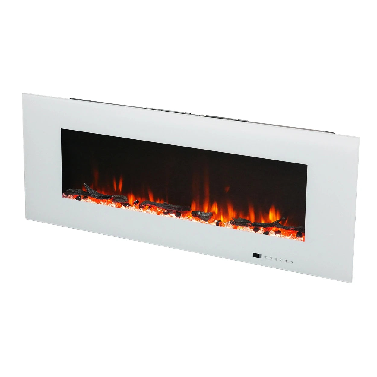 Azurite 127 cm - Cheminée électrique murale blanche