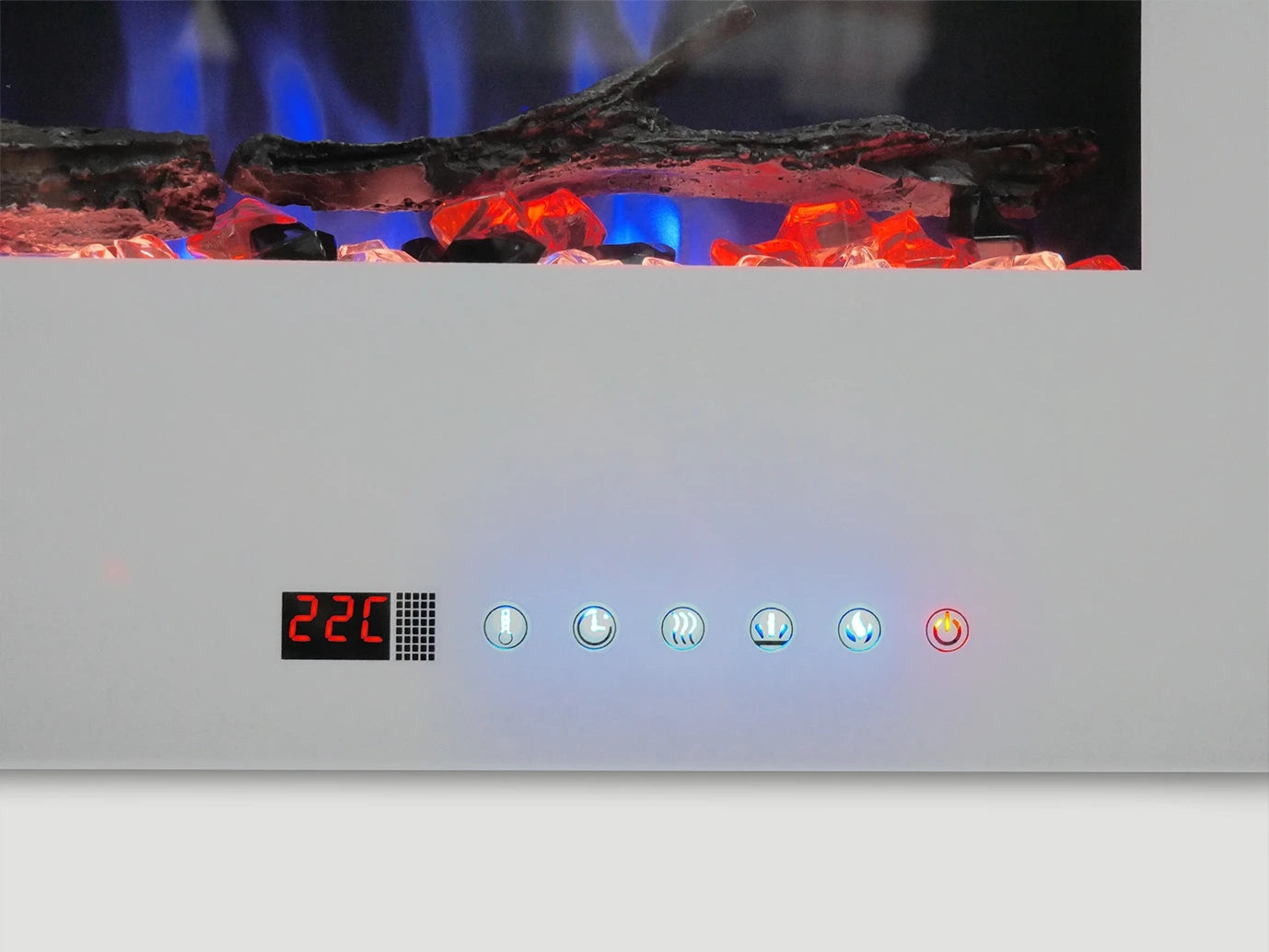 Azurite 127 cm - Cheminée électrique murale blanche