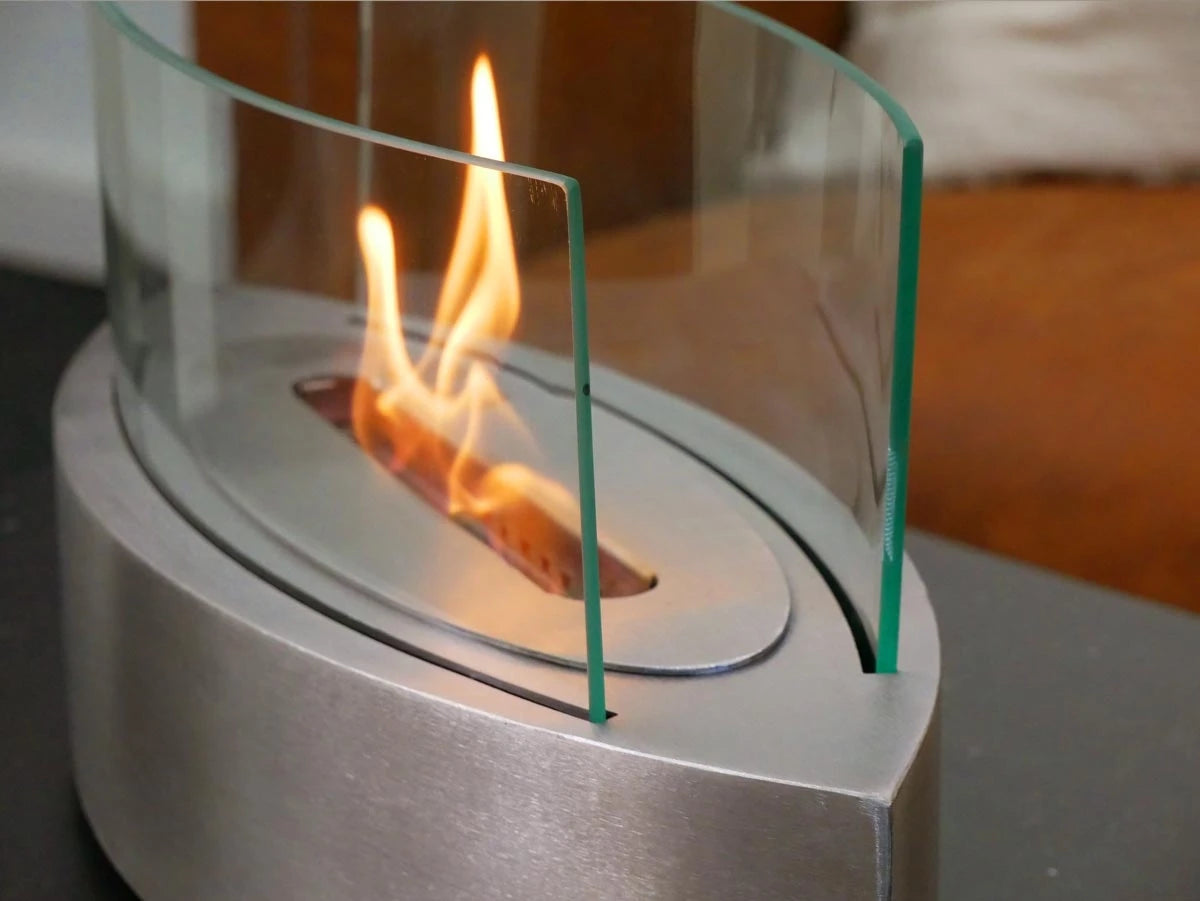 Table Ovale Cheminée Bioéthanol - Acier