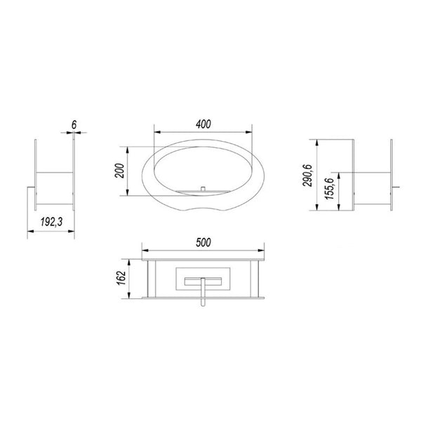 Oval - cheminée bioéthanol de table