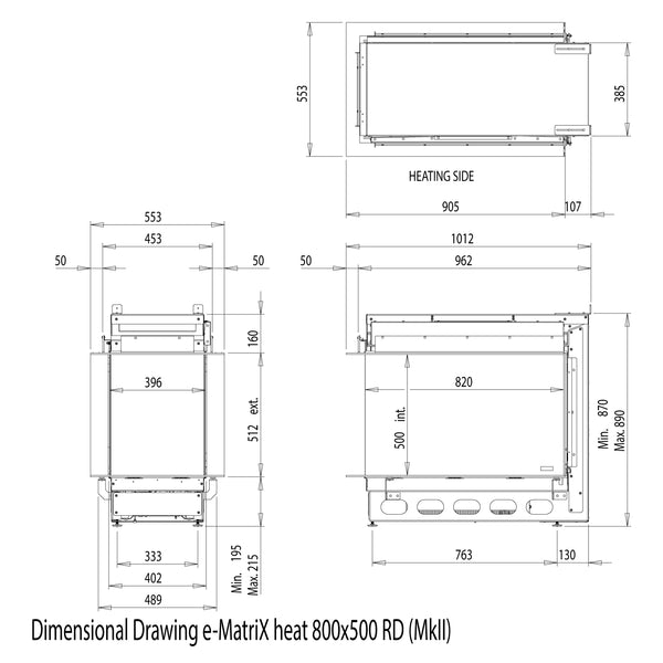 e-Matrix Mood 800/500 RD - Wasserdampf Kamin