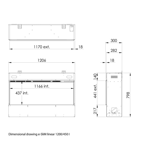 e-SliM Linear 1200/450 I - Wasserdampf Kamin