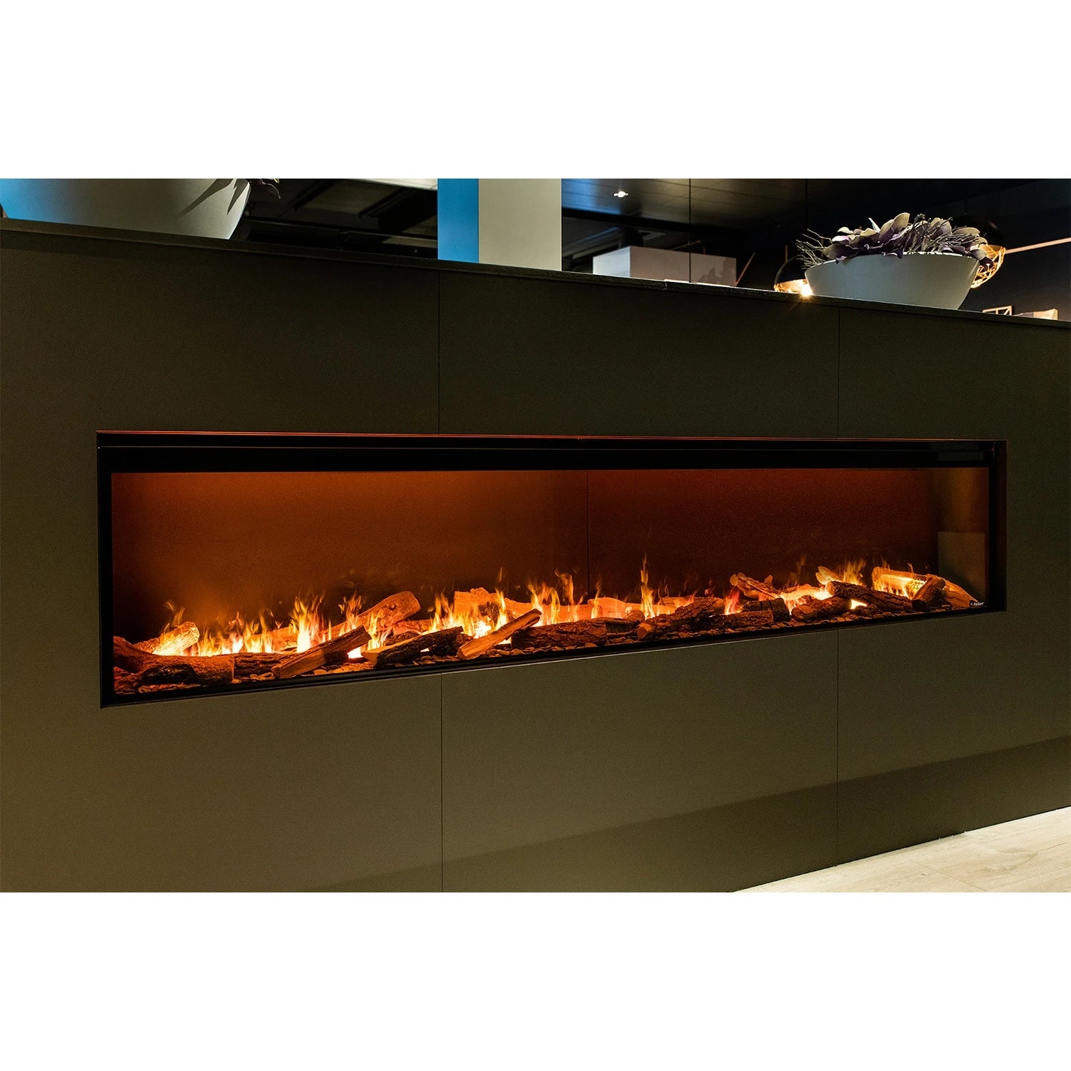 Faber e-SliM Linear 2200-450 I one-sided built-in water vapours fireplace