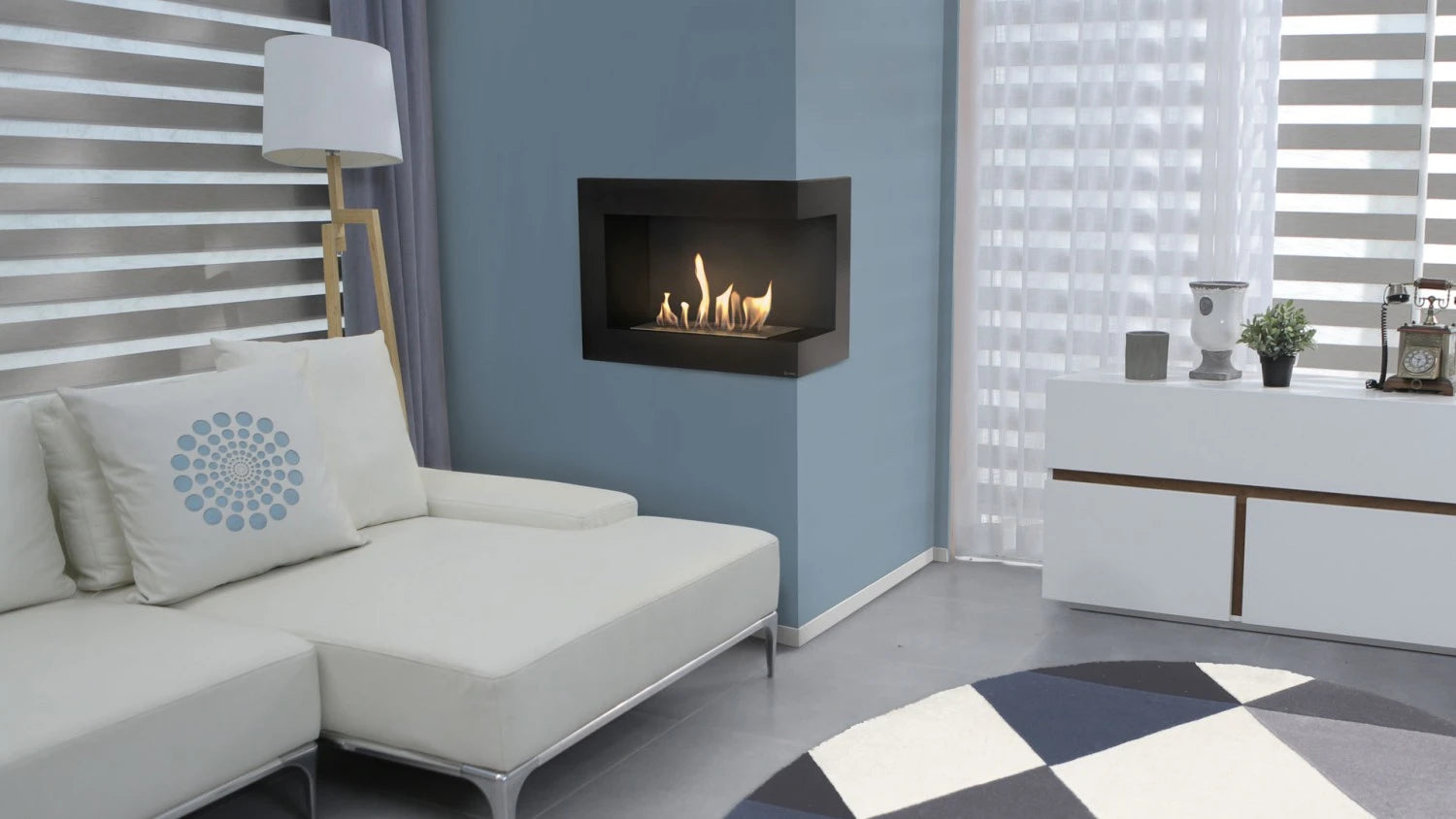 Corner Bio Fireplace 120 cm (Right)