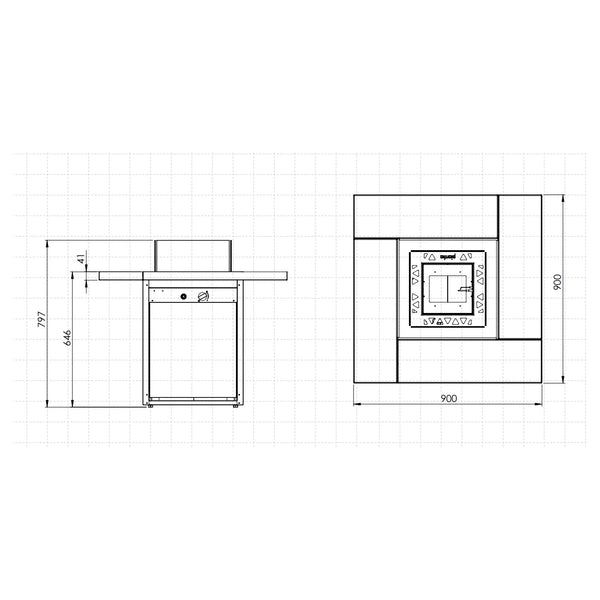 Tabletop for Square Gas Fireplace