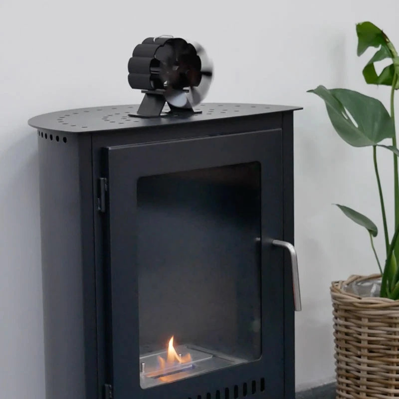Ventilateur de poêle à chaleur noire – 6 lames | Acier
